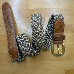 Boston Early Tones Woven Leather Belt with Brass Buckle 32"-35"